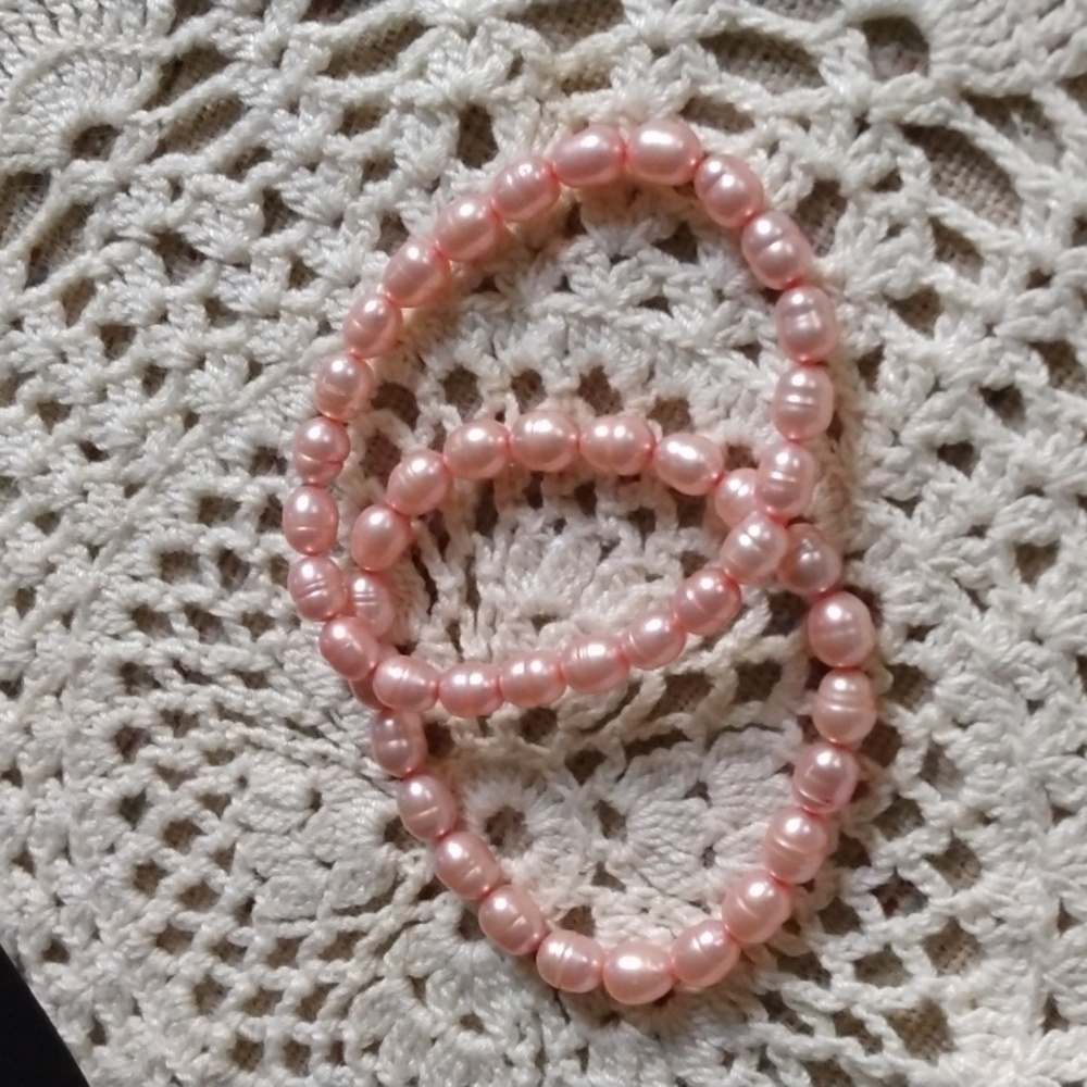 HONORA PEACH PEARL, STRETCH BRACELETS, SET OF 2 NWOT
